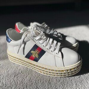 Gucci Bee Crystal Platform Sneakers